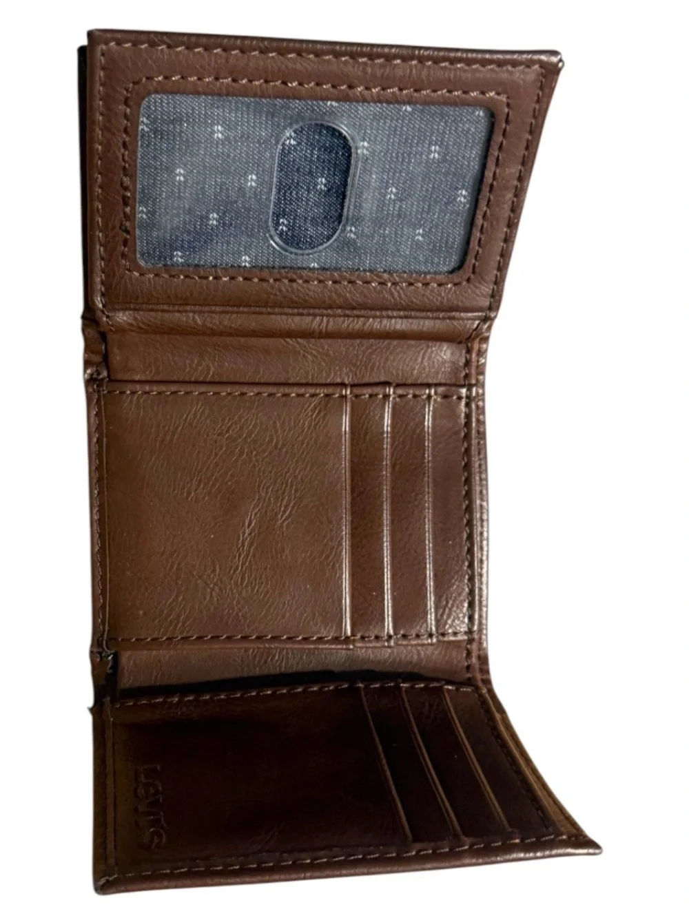 Levi's Brown Leather Trifold Card Holder Wallet